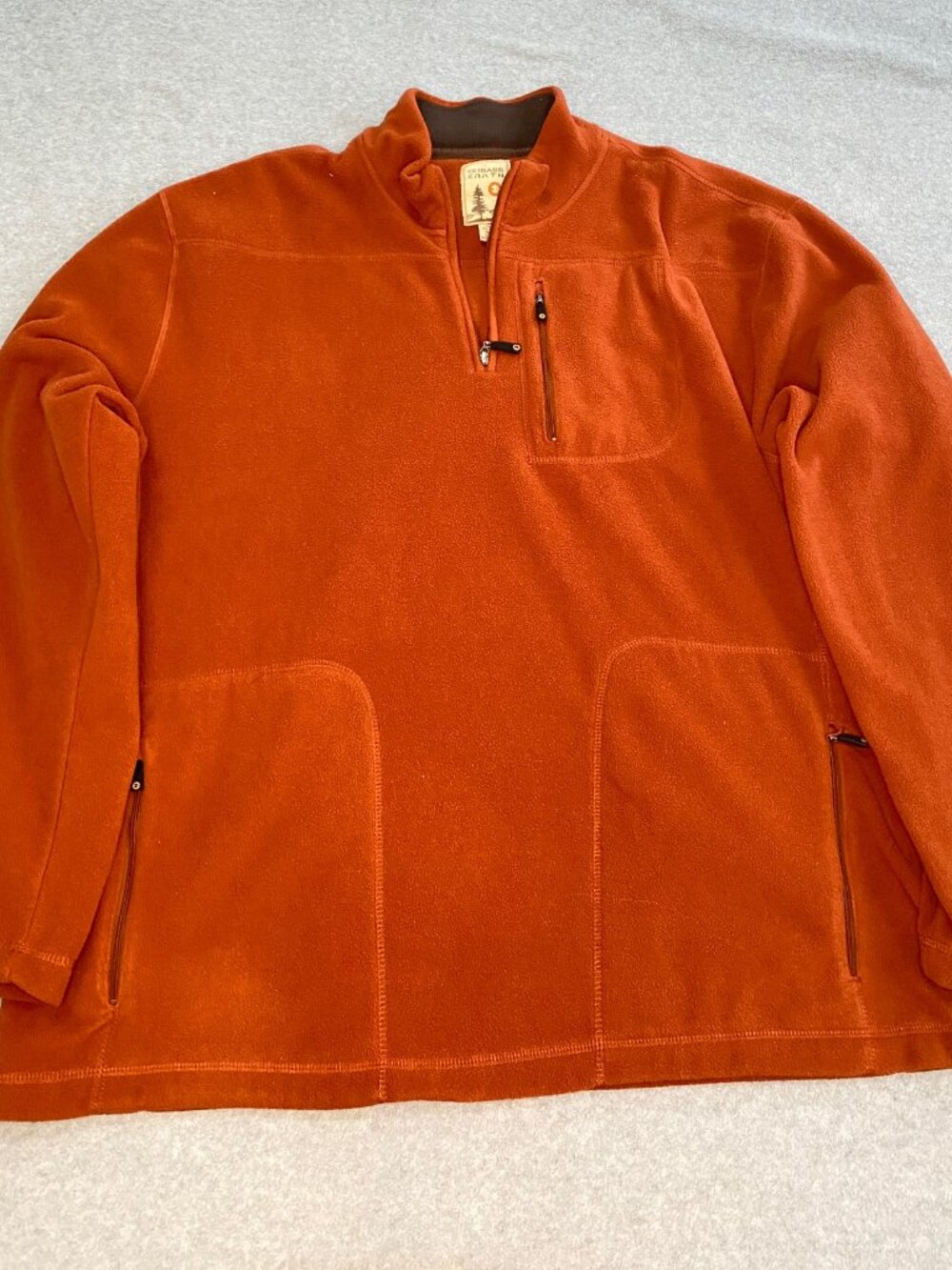 Gh Bass Earth 3/4 Zip Very Warm Fleece Zip Pockets Men's Size XXL